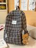 Schulrucksack Herbst und Winter Neu Retro Karo Literarischer Stil Studenten Klassenzimmer Rucksack Koreanische Ins Atmosphäre Wollrucksack
