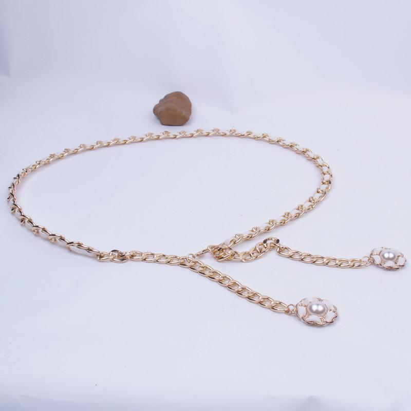 Gold Summer Independent Packaging Female Adult Single Circle Waist Chain Leather Bag Alloy Hook Belt Skirt Matching