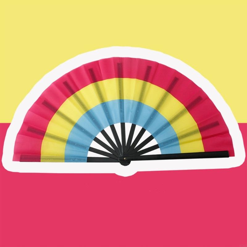 62KD Folding Hand Fans Rainbows Fan Dance Decoration Hand Fans Summer Fan Perfect Props for Summer Music Festivals & Parties