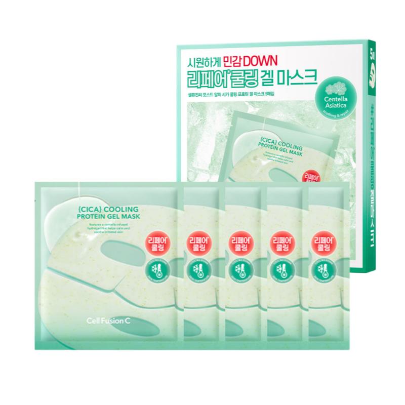 Cell Fusion C Post Alpha Cica Cooling Protein Gel Mask | Barrier Repair & Intensive Soothing Hydrogel | 35g x 5 Sheets