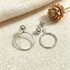 S925 Sterling Silver Geometric Circle Earrings - Light Gold Round Bead Studs, High-End, Versatile Jewelry for Women