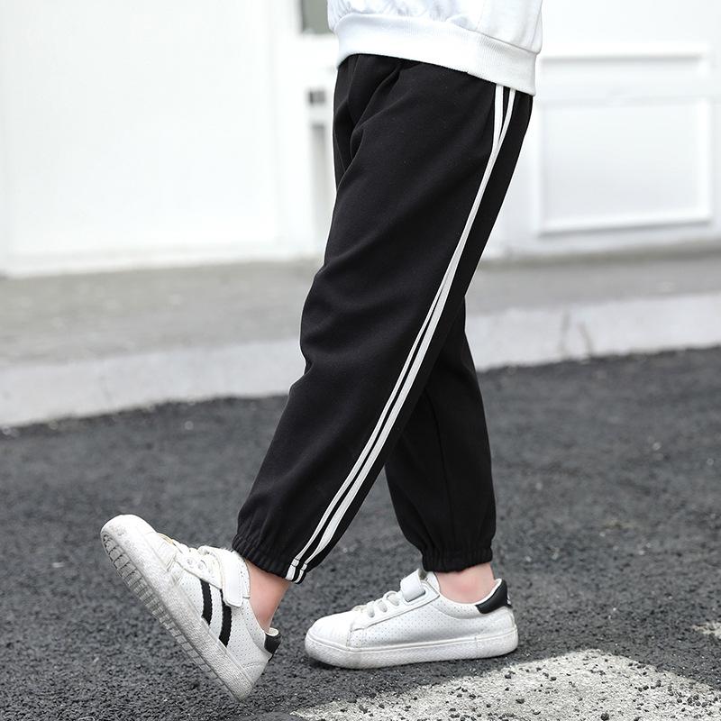 Unisex Kids' Double-Sided Fleece Casual Pants with Double Stripes for Fall/Winter
