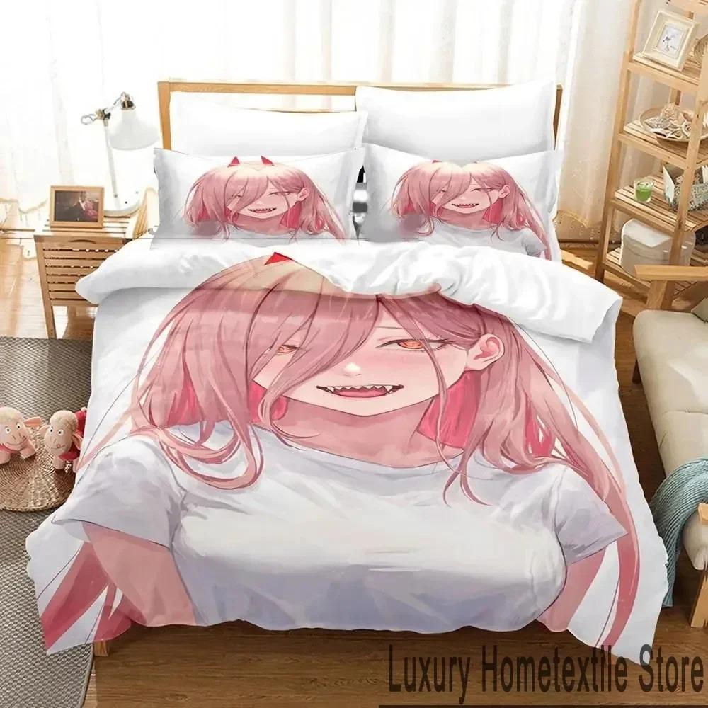 

Anime Chainsaw Man Bedding Set Boys Girls Twin Queen King Size Duvet Cover Pillowcase Bed boys Adult Home Textileextile EU Single 135x200cm