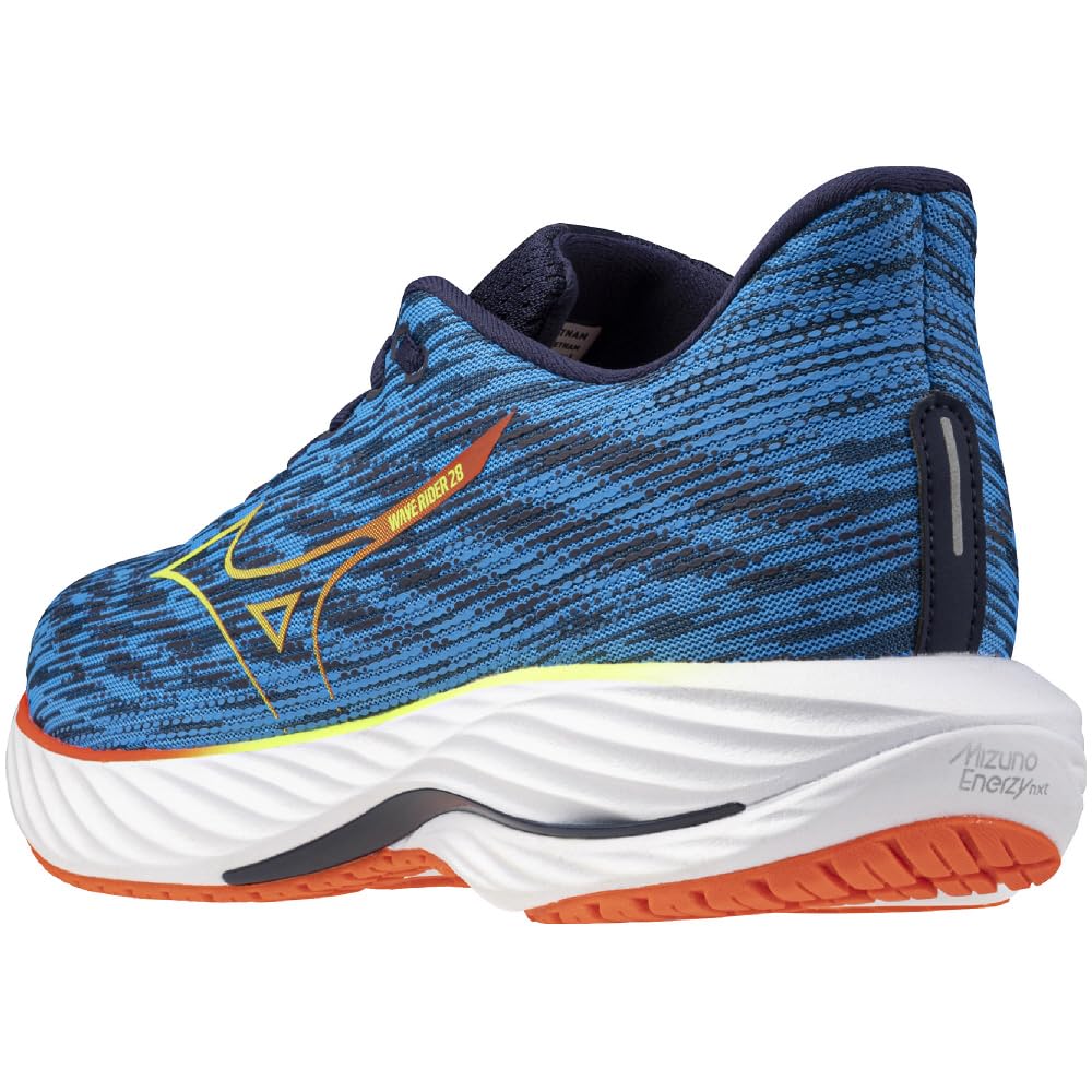 Mizuno Wave Rider 28 Running Thick Blue X Light Green X 4E Shoes, Jogging, Marathon, Training, Sports, Lightweight, Resilient, Sole, Men's, Red, 27.5