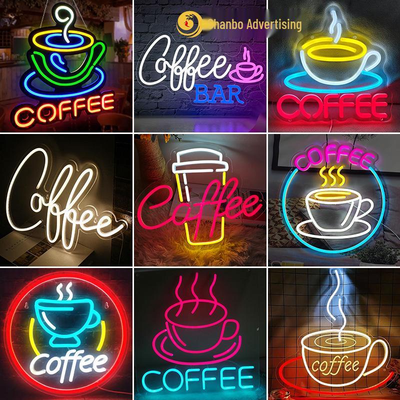 Creative Coffee Neon LED Lamp - Luminous Teacup Sign for Bar and Cafe Decor