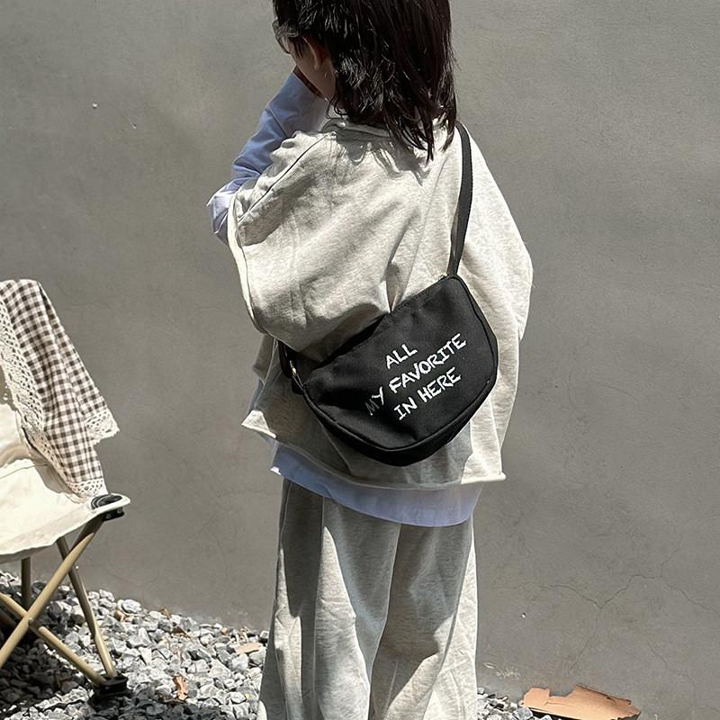 Kids Canvas Satchel With Letter And Smiley Face Print Design For Kindergarten