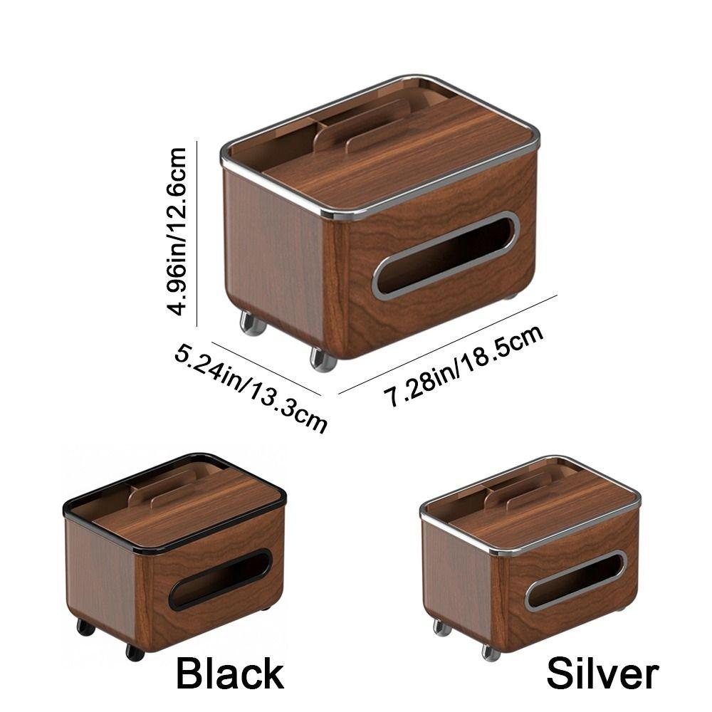 Imitation Walnut Wood Desktop Tissue Box Large Capacity Anti-slip Paper Storage Box Plastic Decorative Tissue Storage Box