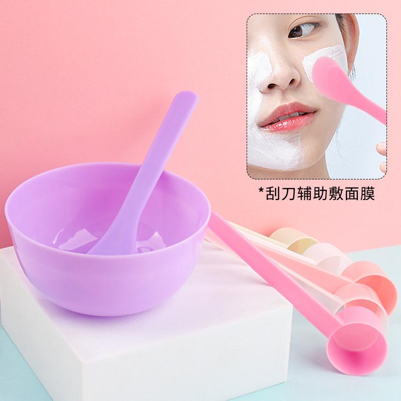 Purple Beauty Facial Mask Bowl Measuring Spoon Scraper 3 Piece Set Plastic Products Home Beauty Shops Beauty Tools