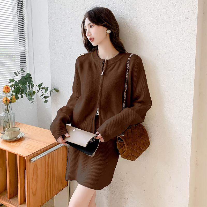 MOKANA Women's Elegant Long Sleeve Knit Cardigan & Skirt Set