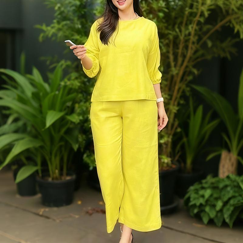 ZANZEA Damska bluzka i spodnie z rękawem 3/4, codzienne dwuczęściowe zestawy garniturów