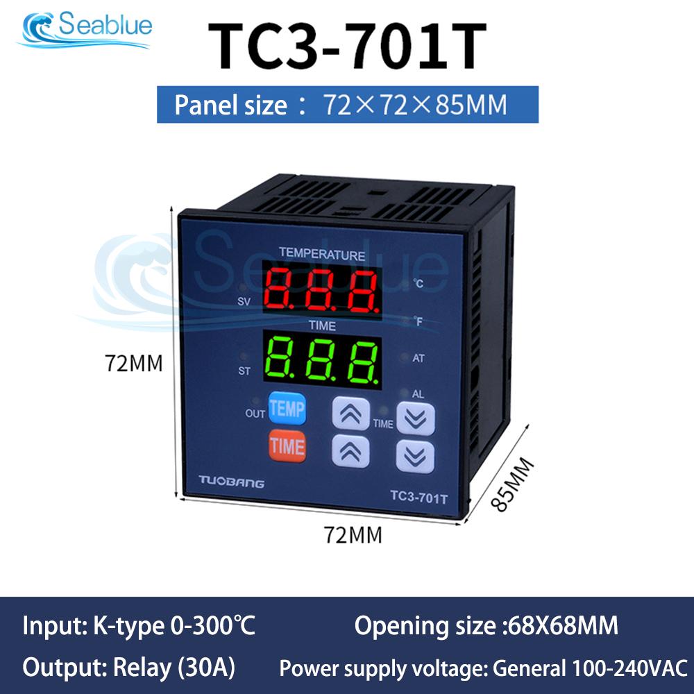 TC3-501T Multifunctional Digital Display Temperature Controller AC 110V 220V High-precision Temperature Controller Timer 0~300 ℃