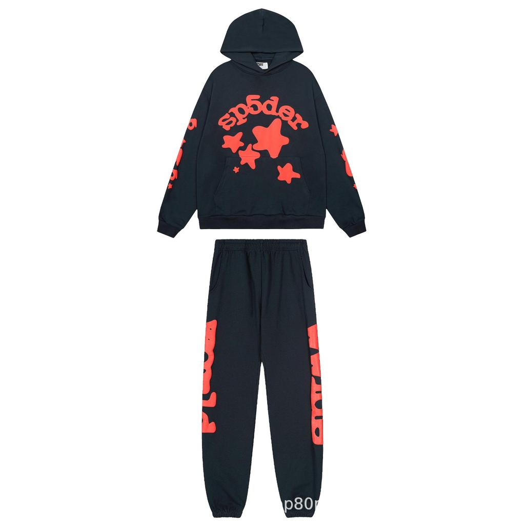 Americký trend Sp5der5555 Mikina s kapucí z froté látky se pavučinou