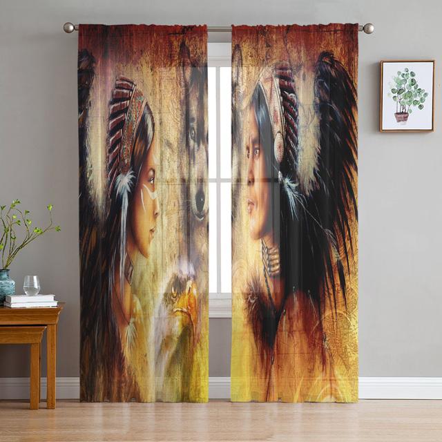 Wild Animal Wolf Sheer Voile Curtain For Living Room Bedroom Kitchen Decoration Morning Tulle Window Curtain Chiffon Curtains