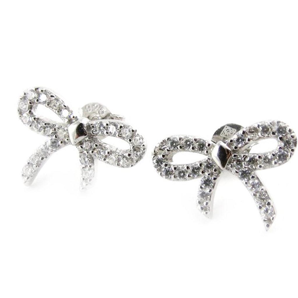 Les Trésors De Lily [J2089] - Boucles Argent 'Noeud Romantique' blanc