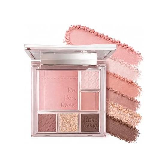 CZEL Multi Eyeshadow Palette RO Rose Milk Tea 6 Colors Eyeshadow Eyeshadow Palette Eye Color Tear Bag Makeup Cheek Highlight Shading Glitter Matte