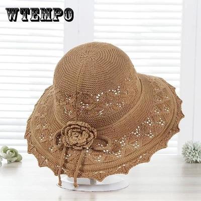 Sun Hat Women's Spring and Summer Thin Foldable UV Protection Sun Hat Straw Hat
