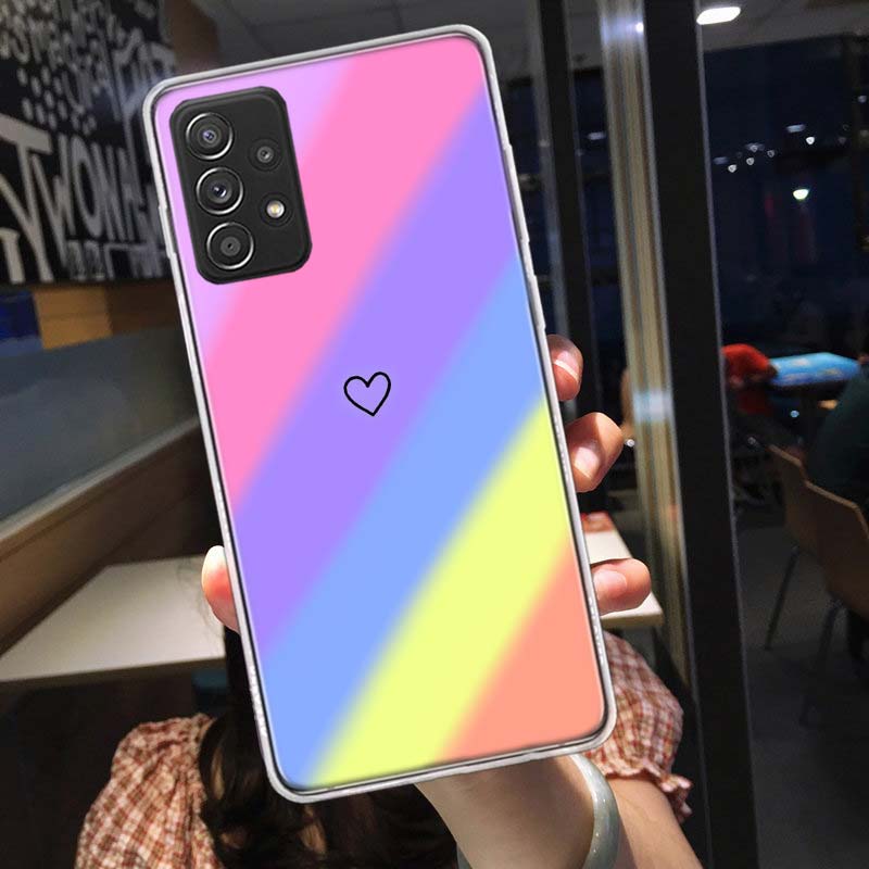 Rainbow Gradient Love Phone Case for Samsung A54 A57 A37 A17 A14 A15 A12 A24 A34 A55 A35 A25 A52S A07 A05S A04S A22 A32 A72 Gala