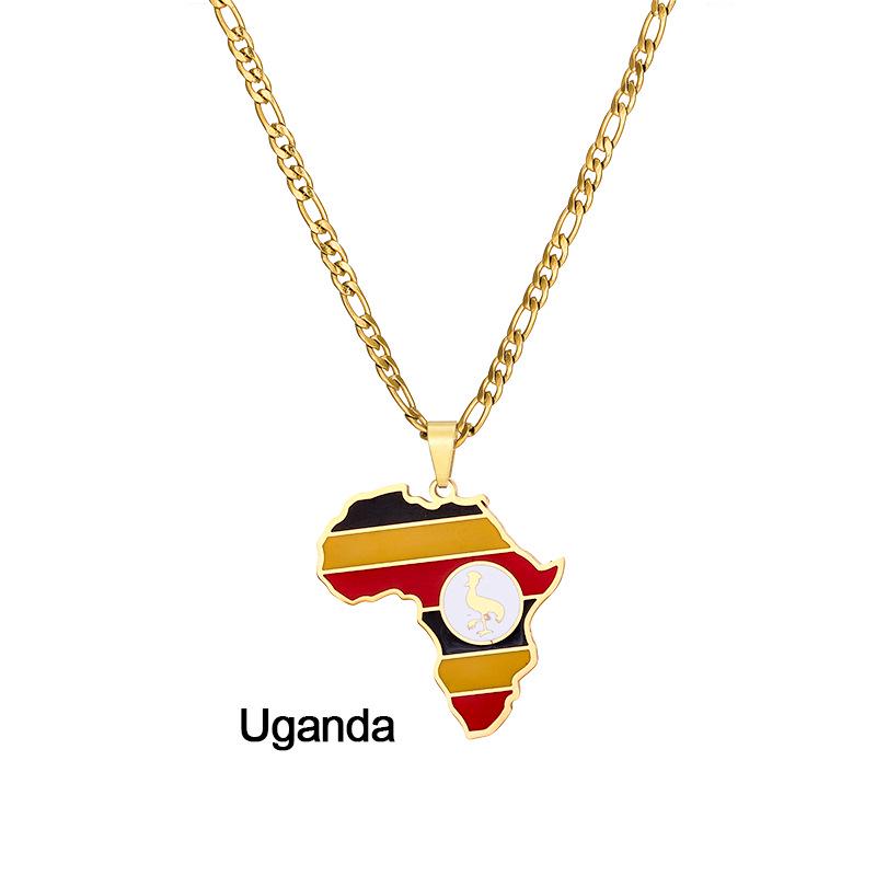Africká mapa Hip-Hop nerezový náhrdelník: Nigérie, Somálsko, Angola Design