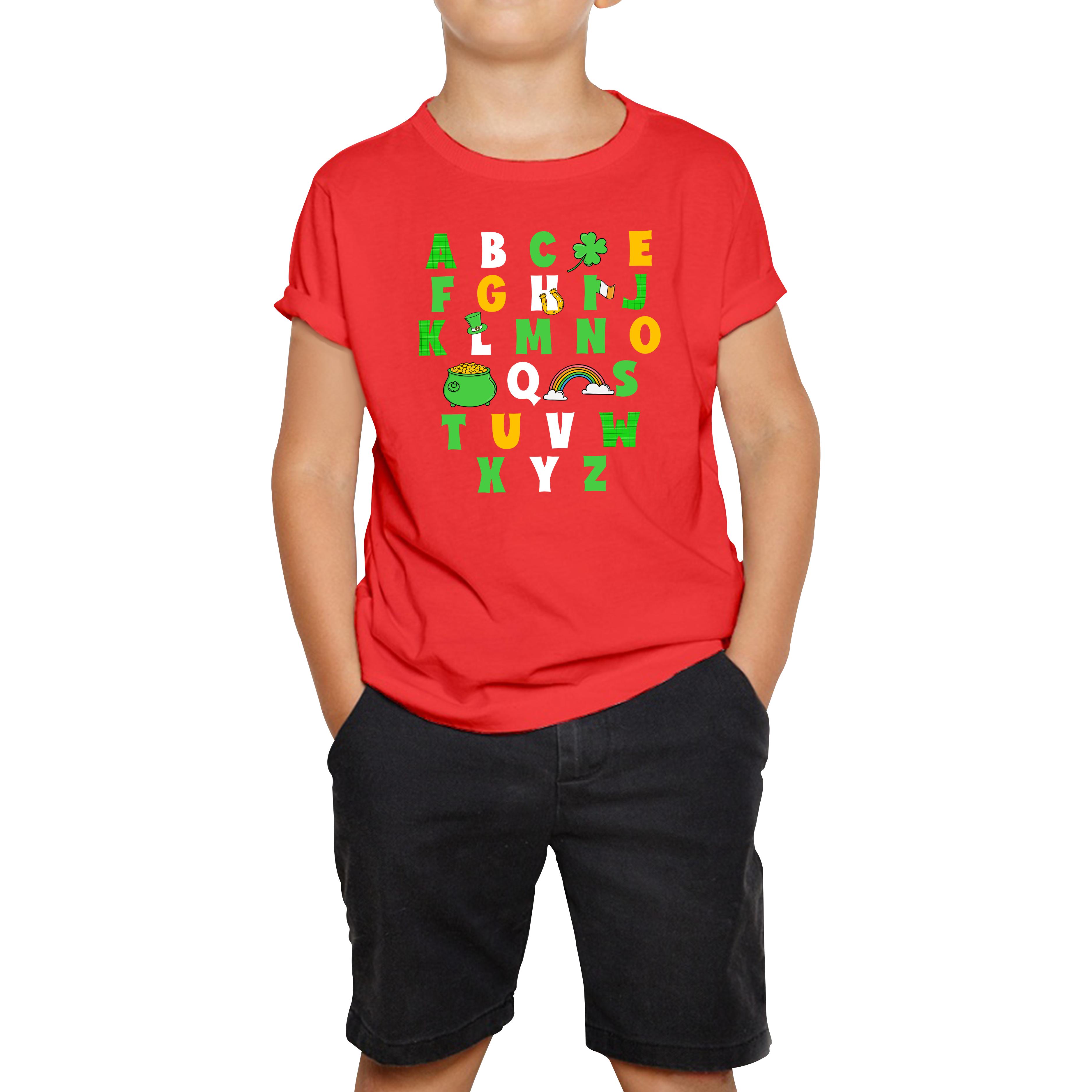 

St Patrick s Day Alphabet Letters Alphabet A - Z Shamrock Alphabet St Paddy s Letters Kids Tee 130