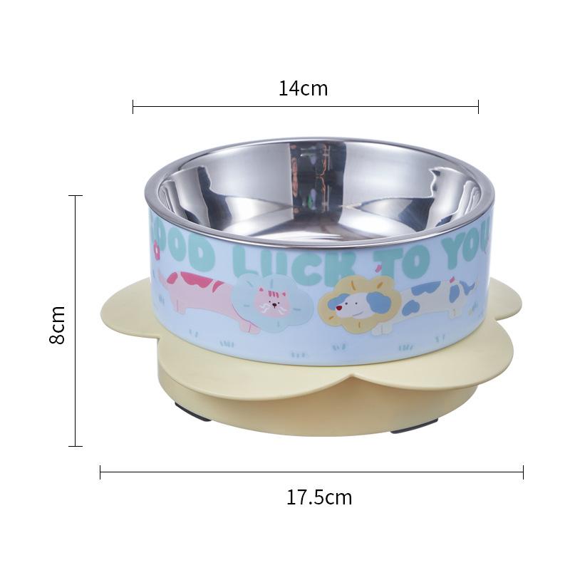 

1pc cat bowl dog stainless steel dog bowl cat neck protection petal high foot bowl anti knock cat food bowl dog utensils синий
