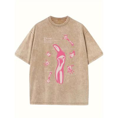 Men's Figure Printing Vintage Washed High Quality Cotton Patterned T-Shirt Men's T-Shirt Old Summer Clothing