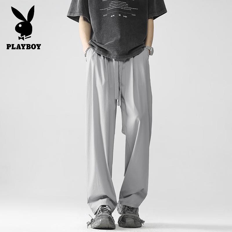 Playboy Men s Ice Silk Loose Straight Leg Casual Pants XL