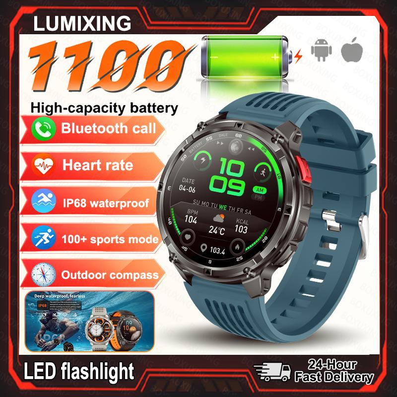 

Новые Умные часы T-Rex3 Pro 1100 мАч GPS-трек 5ATM Водонепроницаемые Спортивный трекер бега Компас для улицы Военные Умные часы Extra-large battery синий