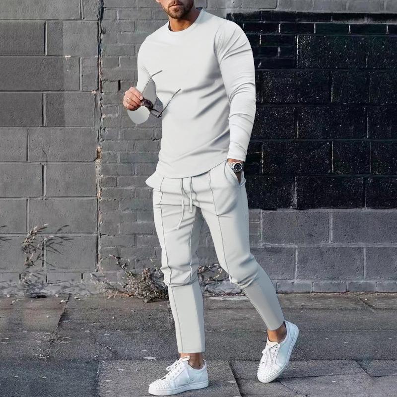 Men's Casual Crew Neck Long Sleeve T-Shirt & Pants Set, Spring 2026