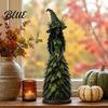 Unique Halloween Gift Ideas Autumn Witch Figurine Fall Tabletop Statue with Leaf Collectible Figurine for Lovers Gown Seasonal Resin Decoration