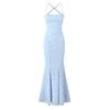French niche suspender dress women's autumn vacation style elegant waist strap super long fishtail dress