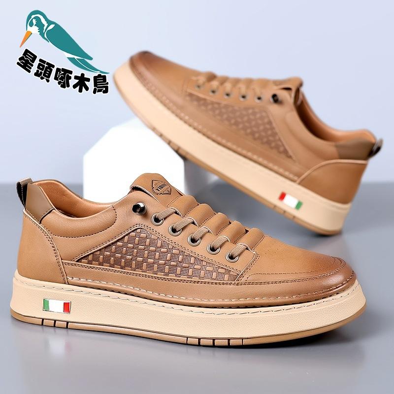 

Star-headed woodpecker men s shoes spring pedals casual shoes fashionable breathable little white shoes soft shoes 44
