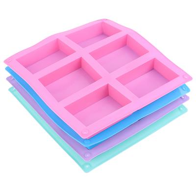 Moule Carré en Silicone à 6 Cavités Pour Faire des Savons Moule à Savon 3D Uni Rectangle Bricolage Fait Main Moule Plateau