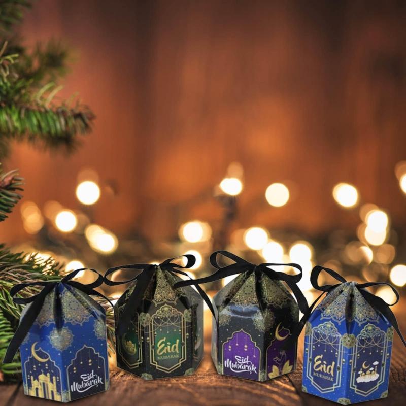 50Pieces Eid Mubaraks Candy Boxes Ramadans Cupcake Paper Muslims Goody Gift Decorations Muslims Eid Party Supplies