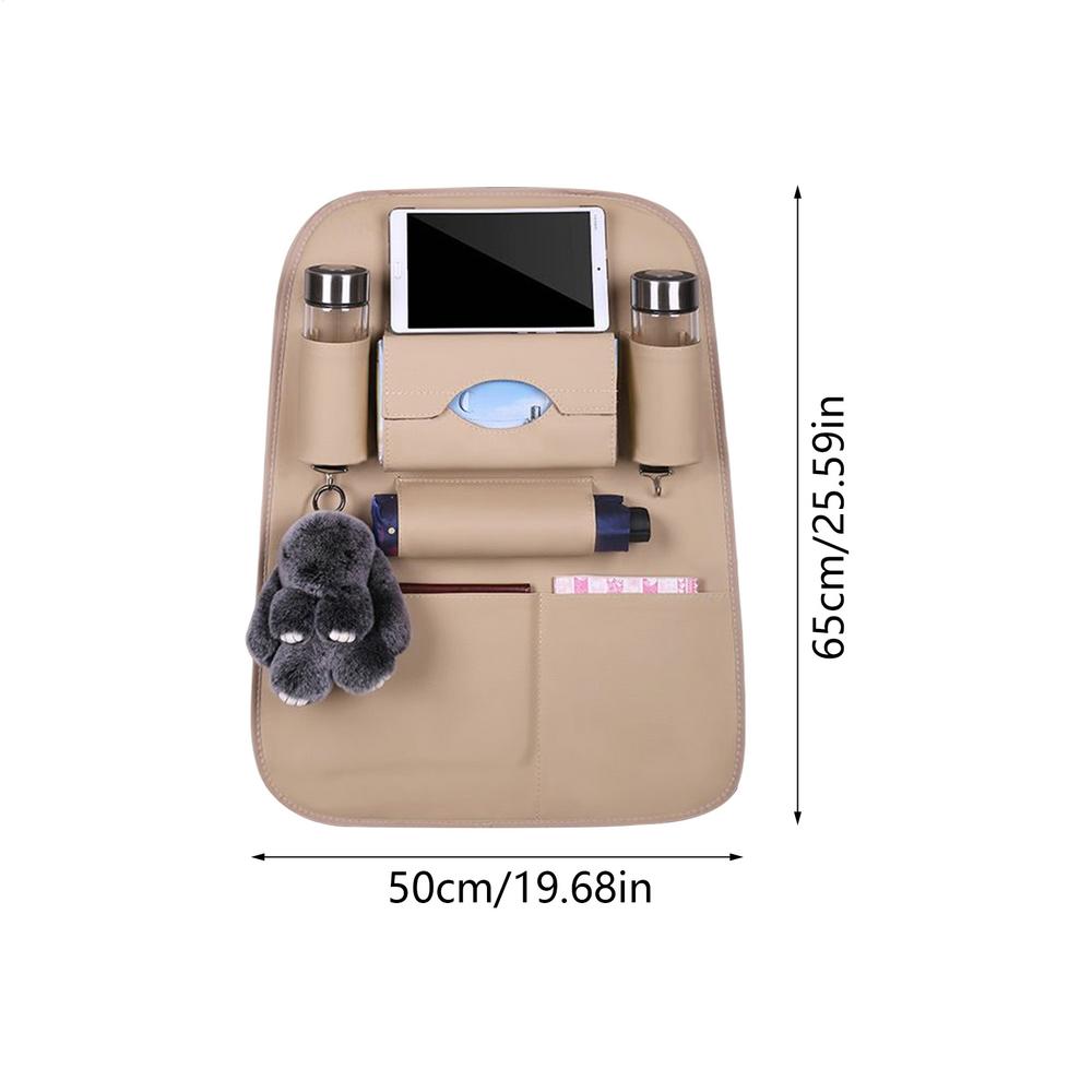 Back Of Seat Protector For Kids Feet PU Leather Seat Back Protector For Kids With Cup Holder PU Leather Vehicle Organizer