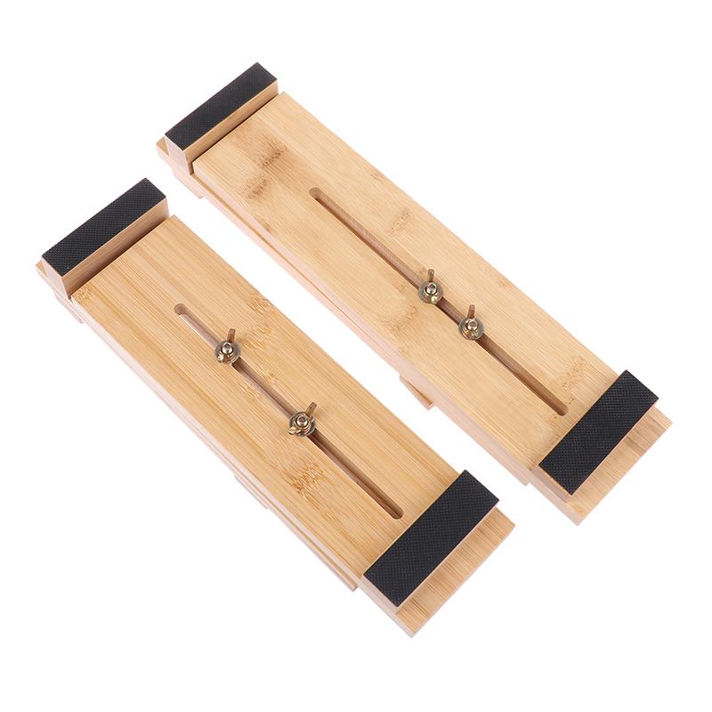 Telescopic Adjustable Sharpening Stone Holder, Wood Fixing Stand for Sliding Whetstone, Bamboo Base Accessory