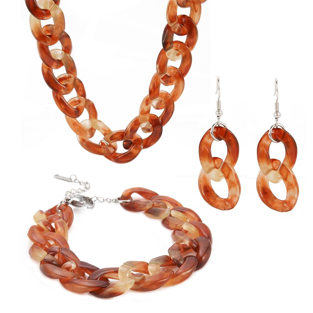 

Акриловий Кольоровий Ланцюжок: Браслет, Намисто, Сережки, Жіночий плечовий ремінь - Європейський та Американський Хіп-хоп стиль.