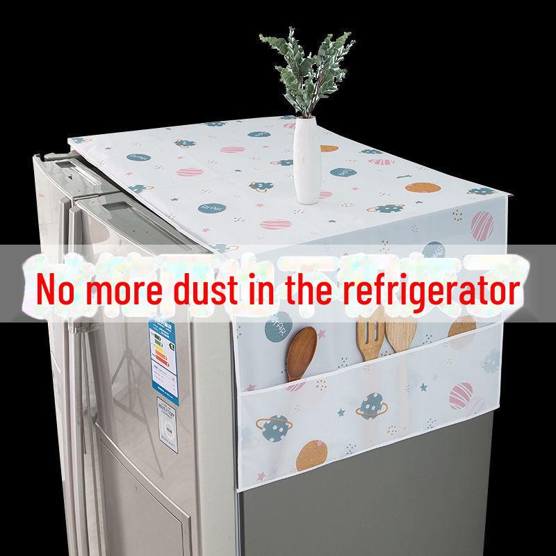Refrigerator & Microwave Protective Cover: Dust, Oil-Proof Towel for Single/Double Door Fridge Household Storage.