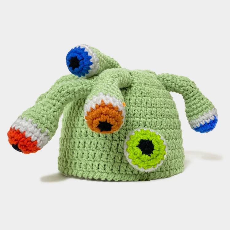 

Многоглазый монстр, шерстяная шапка ручной работы, женская, хулиганка, молодая, того же стиля, осенне-зимний вязаный головной убор, мужской, креативный, мультяшный, личность, осень и M（56-58cm）