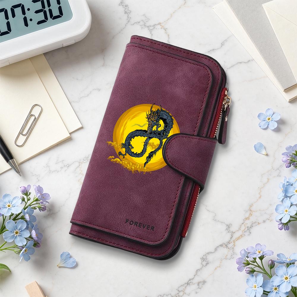 Stylish Dragon Pattern Long Wallet Forever PU Leather Multi Card Slot Portable Purse