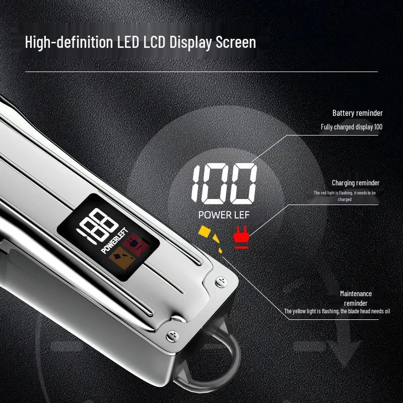 Professional Grade Electric Hair Clipper for Men with Digital LCD and Stainless Steel Blades