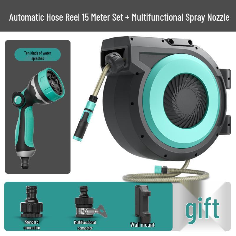 Automatischer Wandmontierter Einziehbarer Gartenschlauchaufroller mit Hochdruck-Wasserpistole zum Gießen, Autowaschen und Reinigen des Bodens