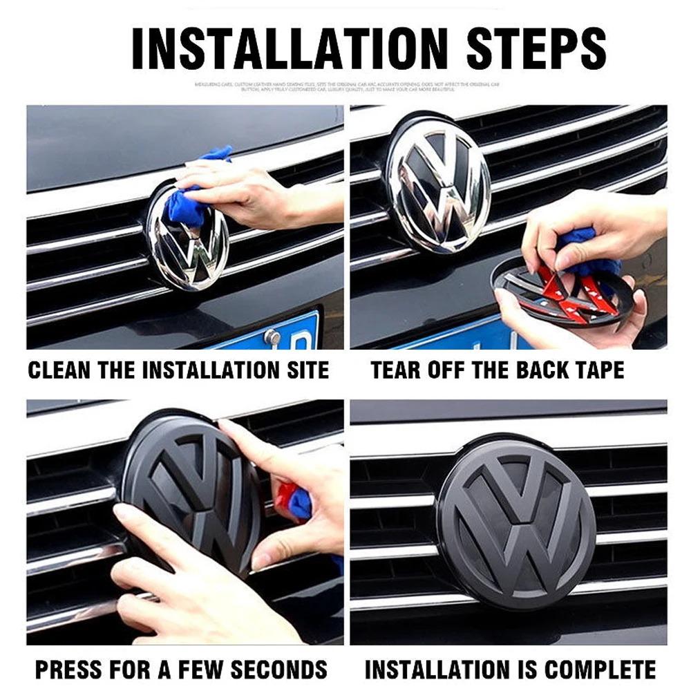 VW 2pcs ABS Car Front Grill Emblem Rear Trunk Badge Logo for Volkswagen VW Golf 5 6 7 7.5 8 MK5 MK6 MK7 MK8 Polo Scirocco Sticker