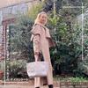 ACROMASTER AY-087 (Beige) Elegant Nylon Tote Bag for Women, Square, Large Capacity, Lightweight, Perfect for Commuting and Travel