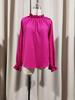 2024 Spring/Summer Women's Solid Color Commuter Loose Long Sleeve Shirt with Ruffled Collar