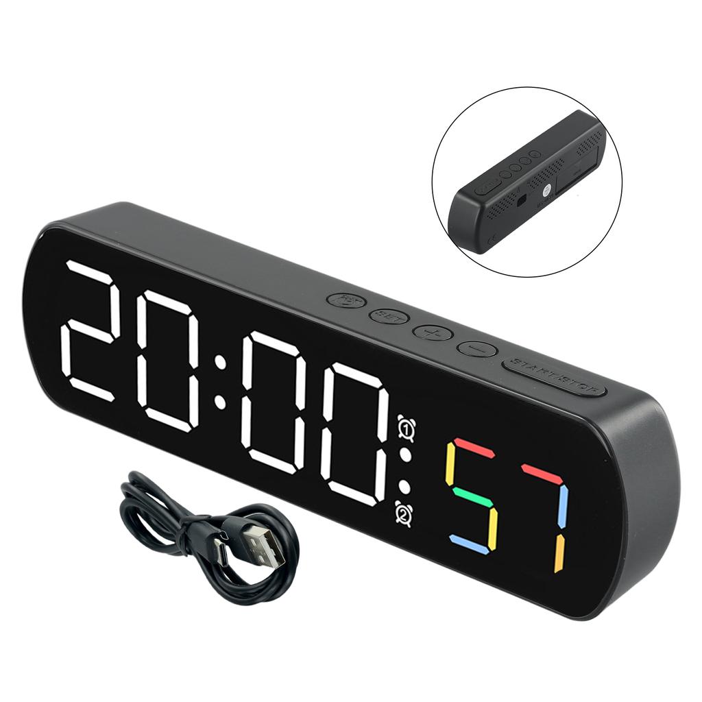 Datum, digitale Uhr, Materialtemperaturanzeige, hochauflösendes LED-Display, Anzeige in vier Farben, weiße Uhr mit blauem Licht