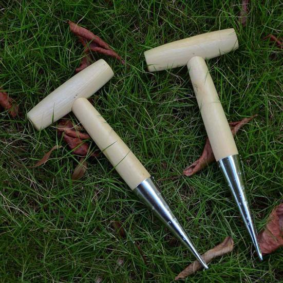 Plant Hole Digger for Planting Garden Seeds Bulbs Planting Tool Handheld Digger with Wooden T-Handle for Tulip Daffodil Saffron Vegetable Seeds