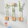 Decorative Wood Test Tube Vases With Magnetic Base Hydroponic Plant Display Vases Refrigerator Magnet For Home Decors
