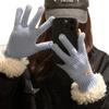Knitted Lamb Wool Gloves Finger-splitting  Gloves Simple Women Mittens  Female