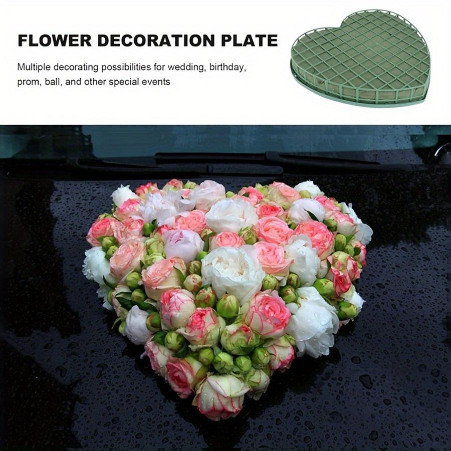 1pcs Large Floral Foam Blocks Heart Shaped Floral Bricks with Suction Cup Tray Green Florist Sponge Flower Mud for Wedding Party