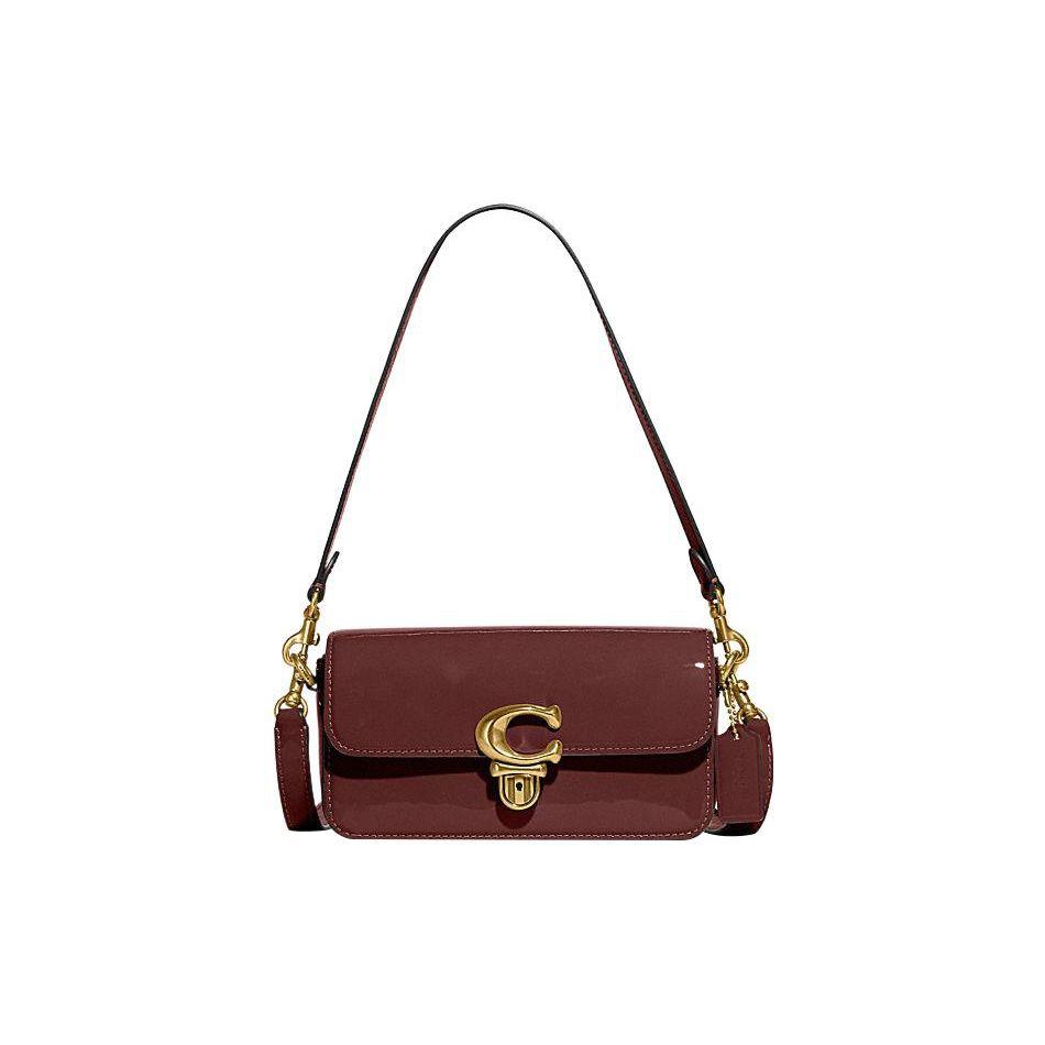 

Coach Studio 20 Solid Color Glossy Push Button Flap Closure Leather Handbag Women Handbag Burgundy CE761-B4WN Gift Box Set (Basic Set+Yellow Box)